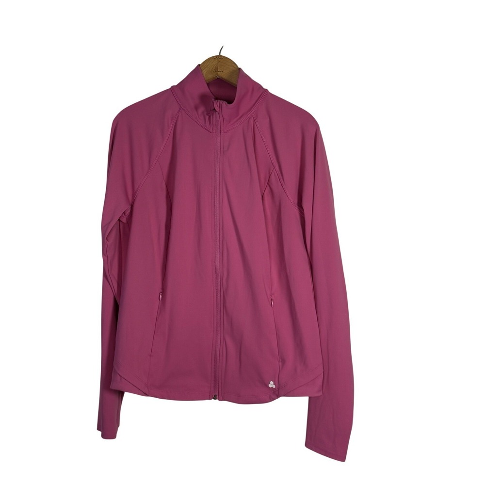 Tek Gear Women's Ultra Stretch athletic Warm Up Size L pink zip up